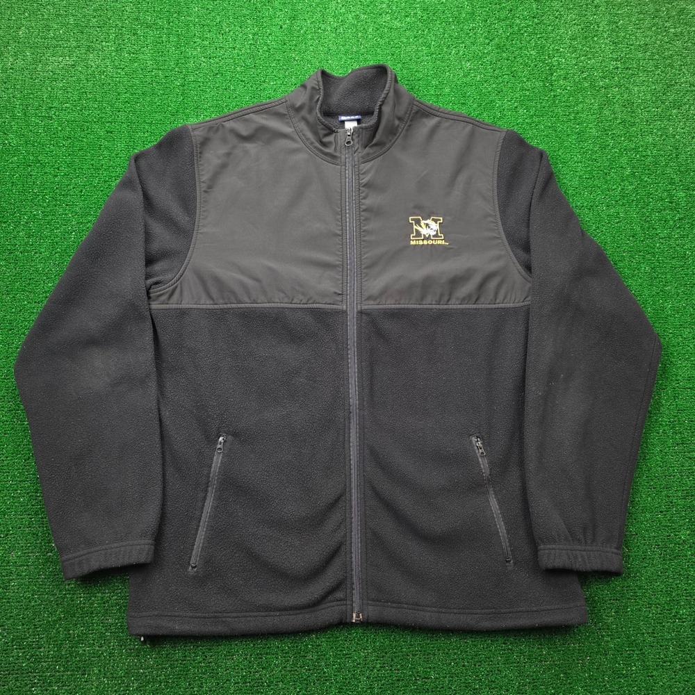 Mizzou Missouri Tigers Fleece Jacket Mens Large Black Full Zip NCAA College